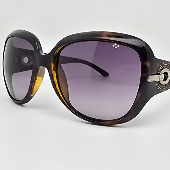 Christian Dior Precieuse Havana Rhinestone Frame Brown Gradient Lens Sunglasses - Picture 1 of 15